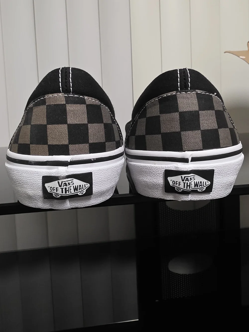 Vans Checkerboard Slip-On Loafers - Black and Gray